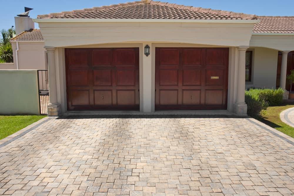 Wooden garage tilt doors on the Sun