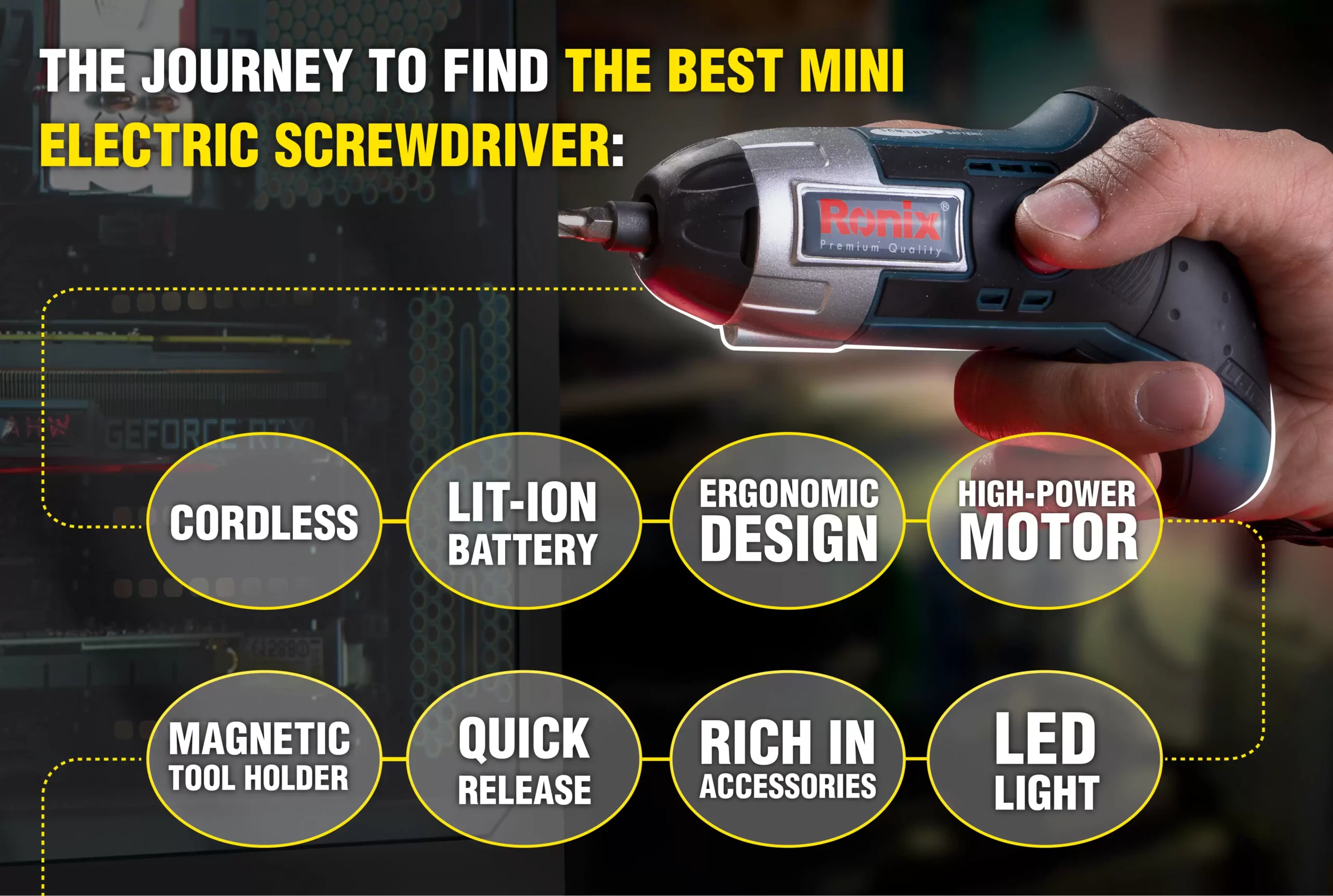 An infographic about the best mini electric screwdriver features