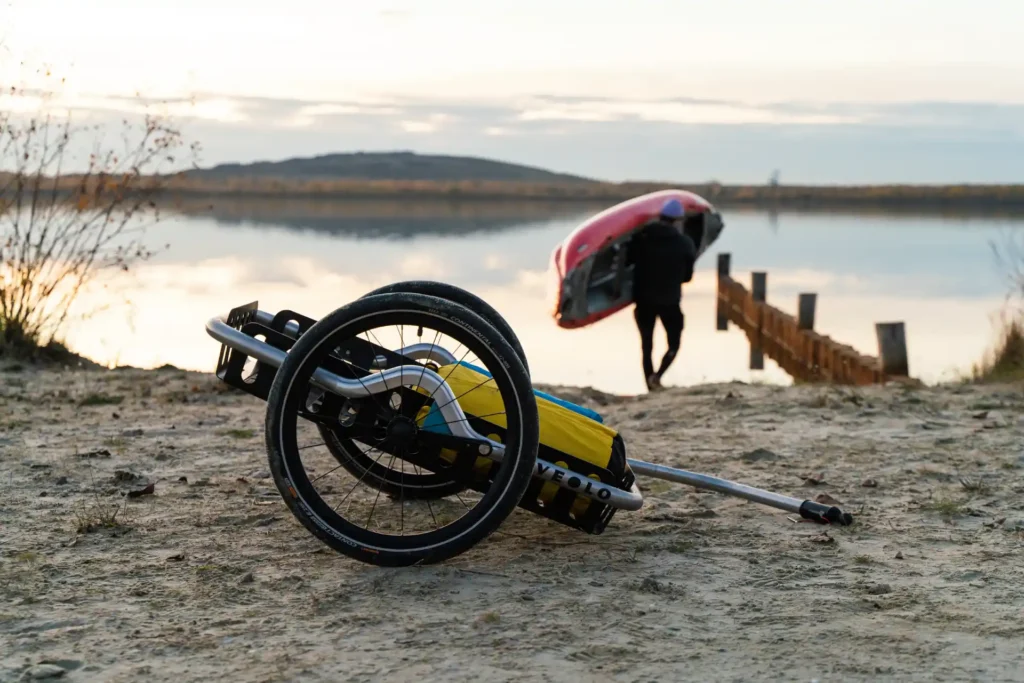 veolo performance bike trailer am see, fahrradanhänger schloss