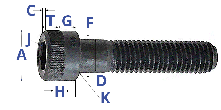 Labeled diagram of socket head cap screw